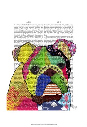 Framed Patchwork Bulldog Print