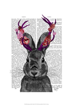 Framed Jackalope with Pink Antlers Print