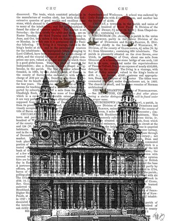 Framed St Pauls Cathedral and Red Hot Air Balloons Print