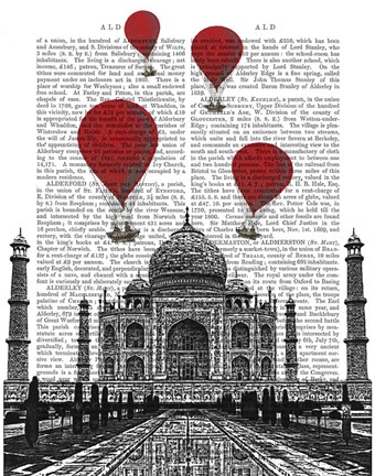 Framed Taj Mahal and Red Hot Air Balloons Print