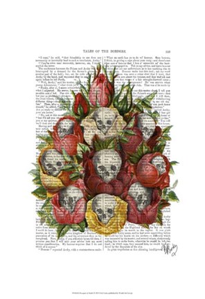 Framed Bouquet of Skulls Print