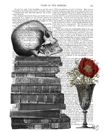 Framed Skull And Books Print