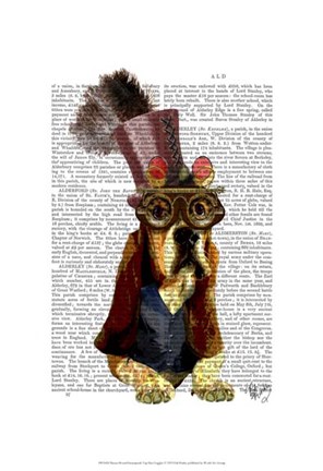 Framed Basset Hound Steampunk Top Hat Goggles Print