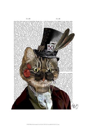 Framed Phileas Feline Steampunk Cat &amp; Top Hat Print