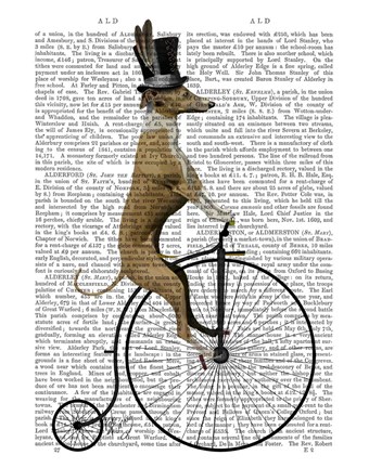 Framed Greyhound on Black Penny Farthing Bike Print