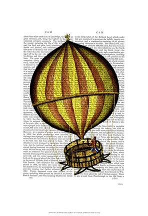Framed Hot Air Balloon Yellow and Red Print