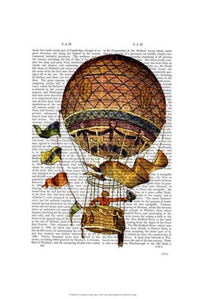 Framed Hot Air Balloon with Flags Print