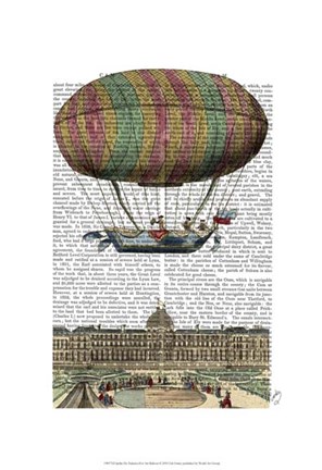 Framed Jardin De Tuileries Hot Air Balloon Print