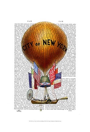 Framed City of New York Hot Air Balloon Print