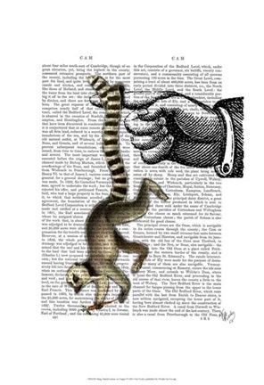 Framed Ring Tailed Lemur on Finger Print