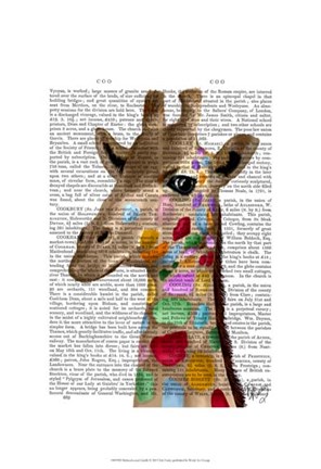 Framed Multicoloured Giraffe Print