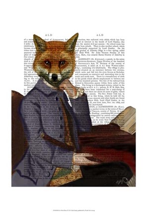 Framed Fox With Flute Print