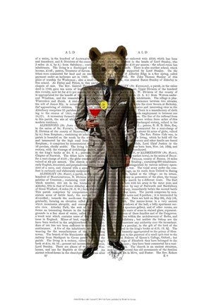 Framed Bear with Cocktail Print