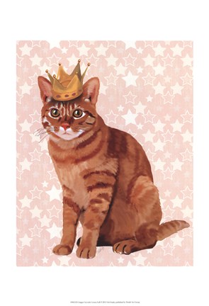 Framed Ginger Cat with Crown Full Print