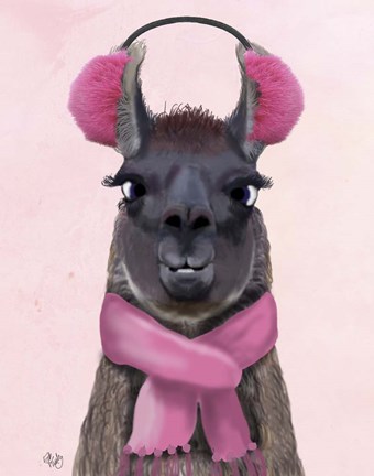Framed Chilly Llama Pink Print