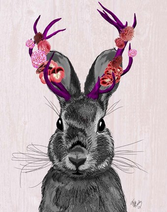 Framed Jackalope with Pink Antlers Print