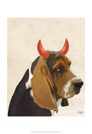 Framed Little Devil Basset Hound Print