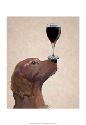 Framed Red Setter Dog Au Vin Print