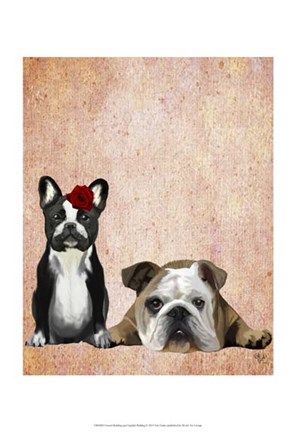 Framed French Bulldog and English Bulldog Print