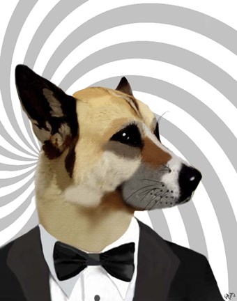 Framed Debonair James Bond Dog Print