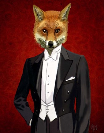 Framed Fox In Evening Suit Portrait Print