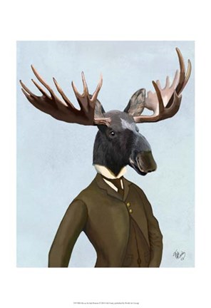 Framed Moose In Suit Portrait Print