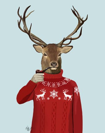Framed Deer in Ski Sweater Print