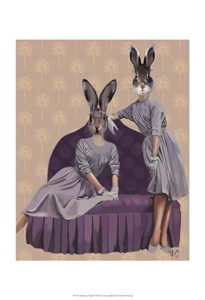 Framed Rabbits in Purple Print