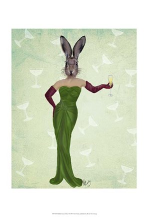 Framed Rabbit Green Dress Print