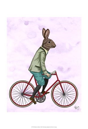 Framed Rabbit On Bike Print