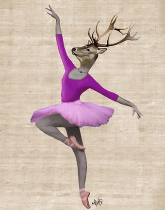 Framed Ballet Deer in Pink II Print