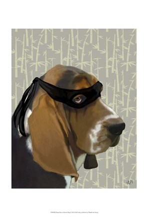 Framed Ninja Basset Hound Dog Print