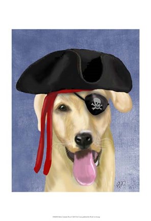 Framed Yellow Labrador Pirate Print