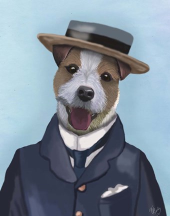 Framed Jack Russell in Boater Print