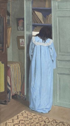 Framed Woman in Blue Searching a Cabinet, 1903 Print