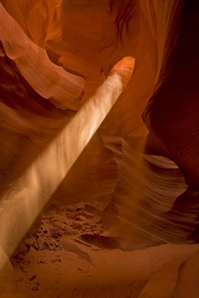 Framed Sunbeam Penetrates Dusty Air of Lower Antelope Canyon, Arizona Print