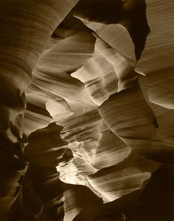 Framed Red Sandstone Walls, Lower Antelope Canyon (Sepia) Print