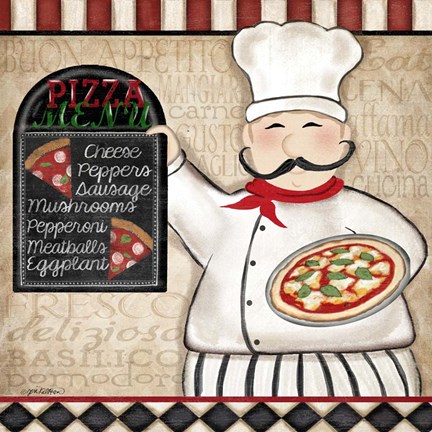 Framed Pizza Chef Print