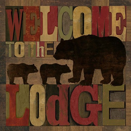 Framed At the Lodge Printer Blocks IV Print