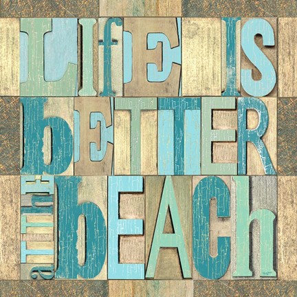 Framed Beach Printer Blocks I Print