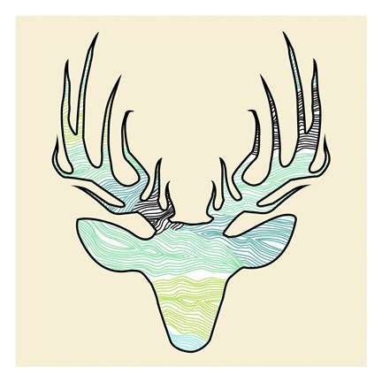 Framed Deer Teal Green Print