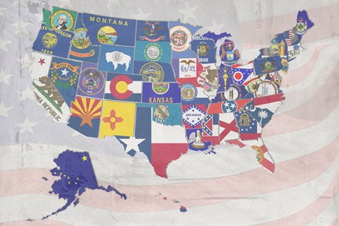 Framed US State Flags Print