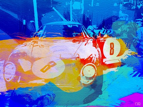 Framed BMW Before Race Watercolor Print