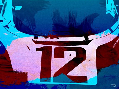 Framed Racing Number 12 Watercolor Print