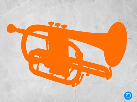 Framed Orange Tuba Print
