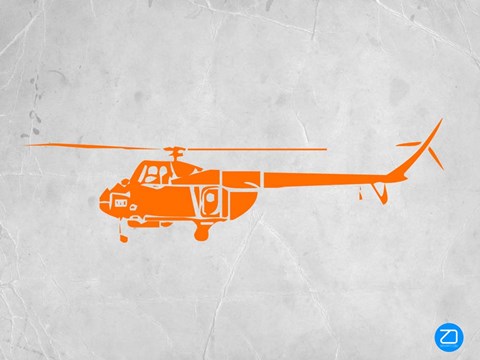Framed Orange Helicopter Print