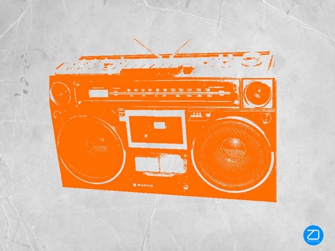 Framed Orange Boom Box Print