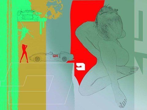 Framed Ferrari And A Girl Print