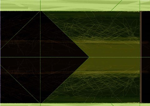 Framed Abstract Green Cone Print