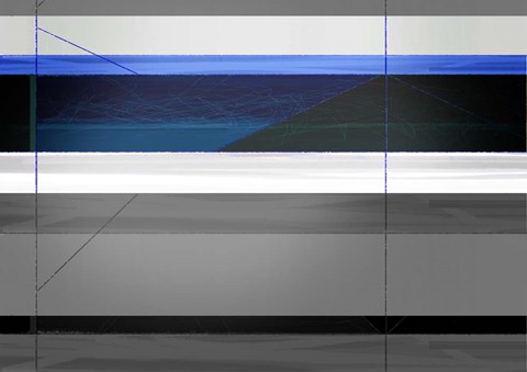 Framed Abstract Grey and Blue Print